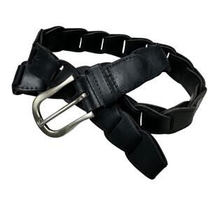 Crossroads Black Leather Open Loop Belt Womens M Silver Tone Buckle Boho Classic